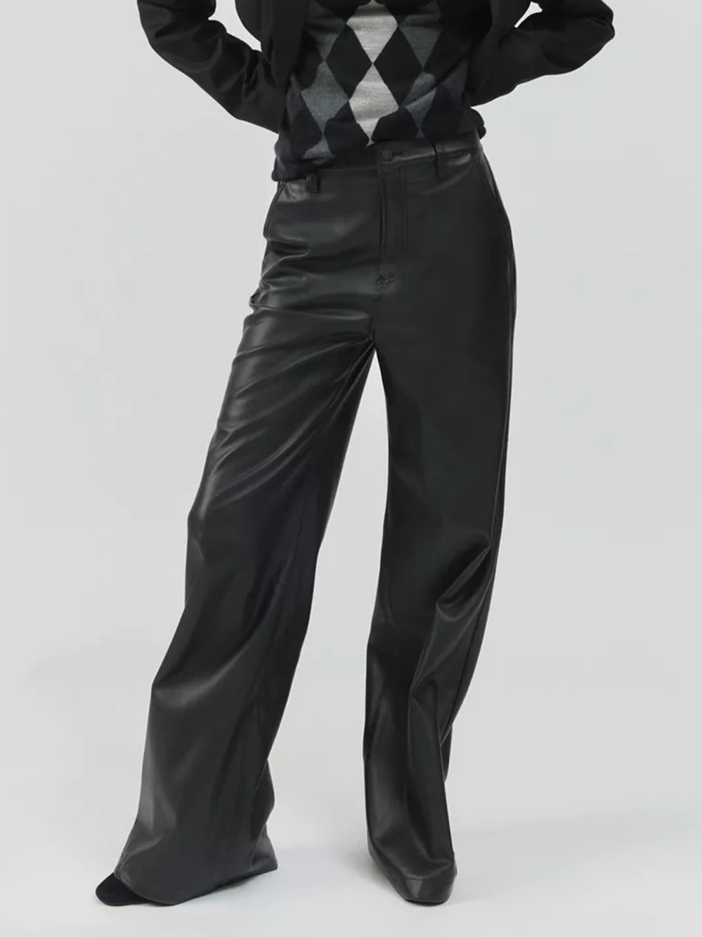 Pistola Lana Faux Leather Black Pants Wide Leg Sz 31